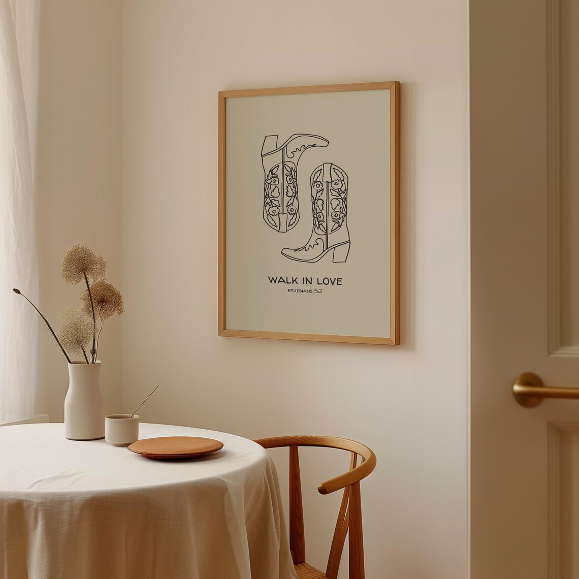 Walk In Love Western Christian Poster, Neutral Decor - Image 3
