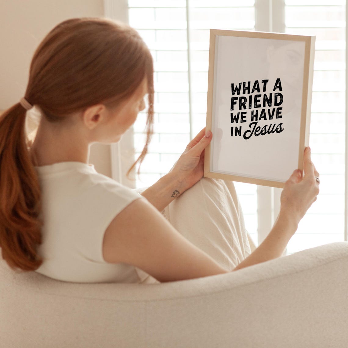 What A Friend We Have In Jesus Distressed Black Typography Poster - Image 4
