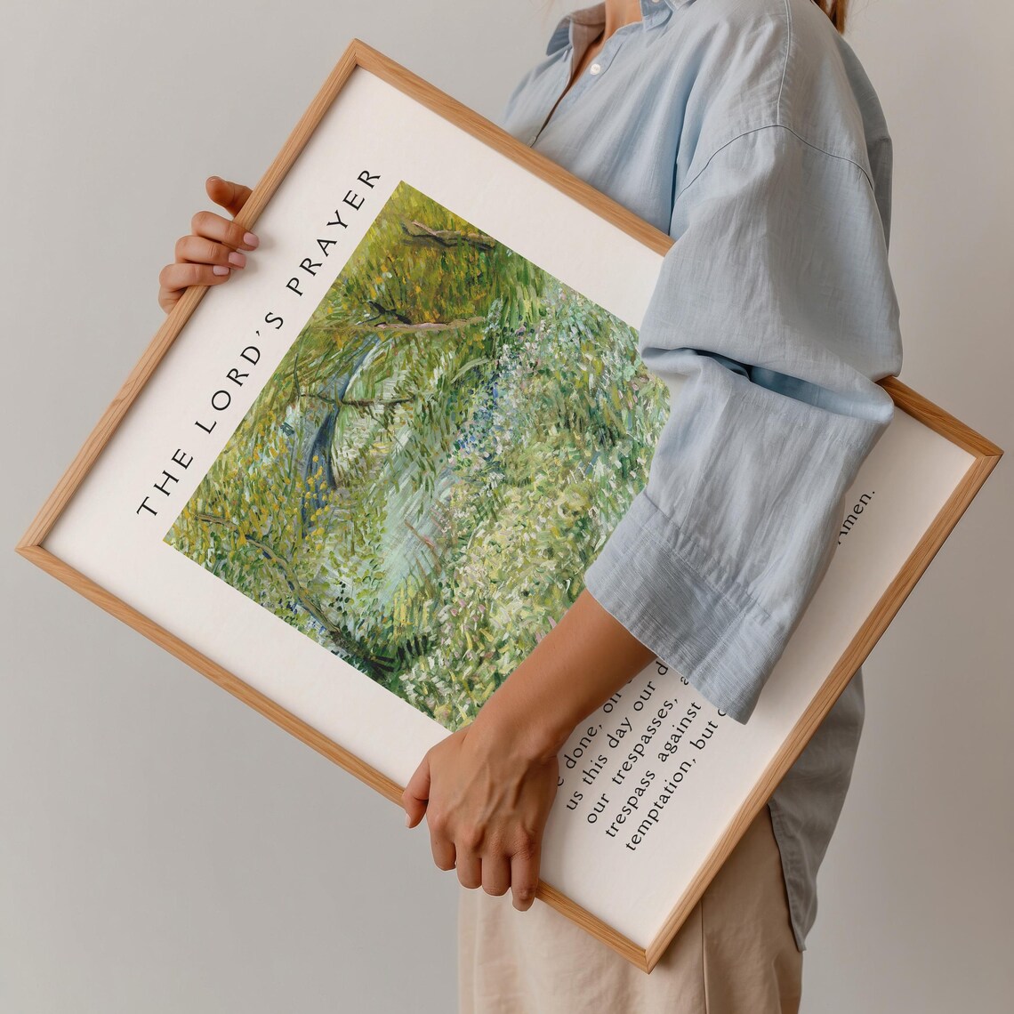 The Lords Prayer Green Impressionist River Landscape Christian Prayer Poster - Image 3