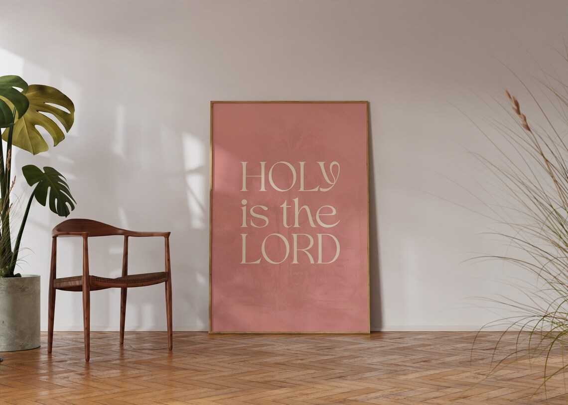 Holy Is the Lord Mauve Serif Christian Worship Quote Wall Art - Image 3