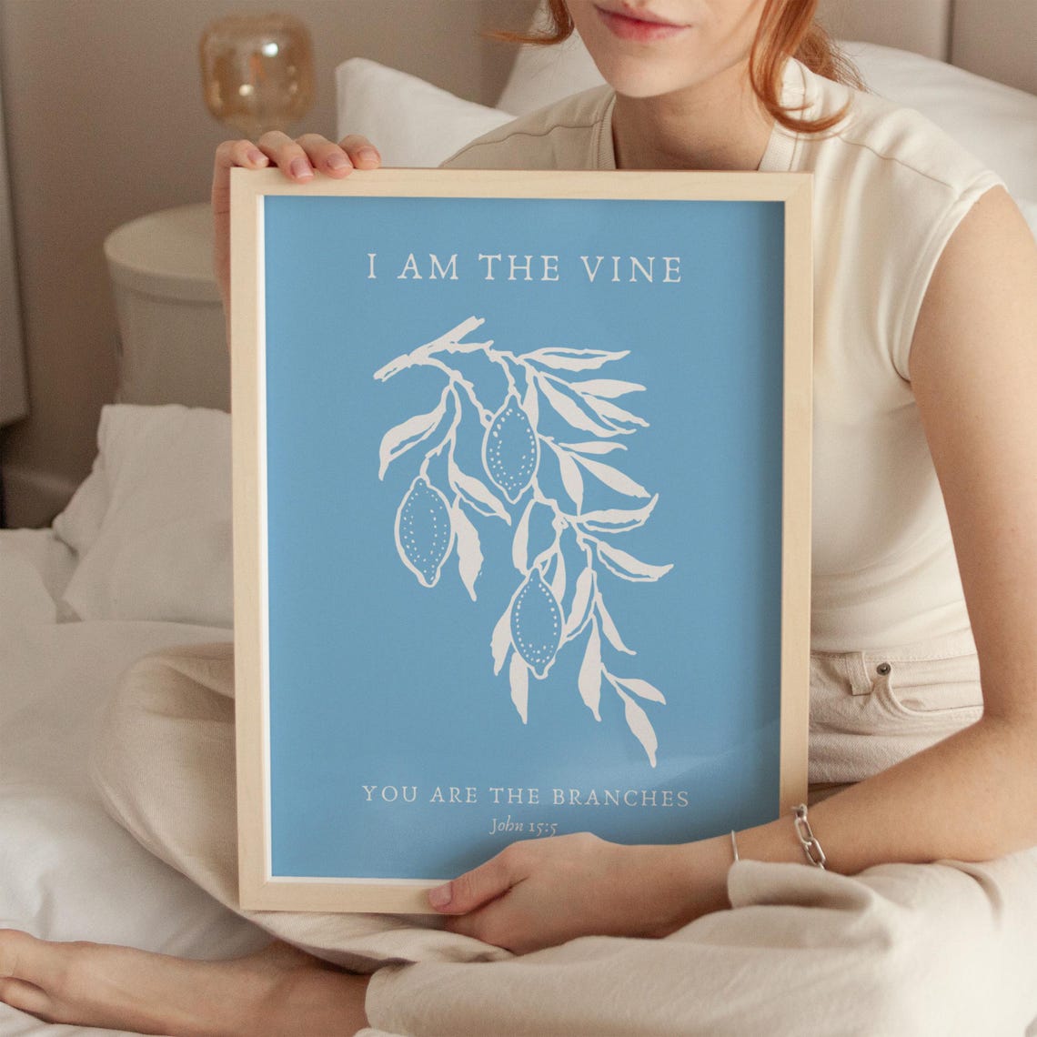 I Am The Vine You Are The Branches John 15 5 Sky Blue Olive Poster - Image 3