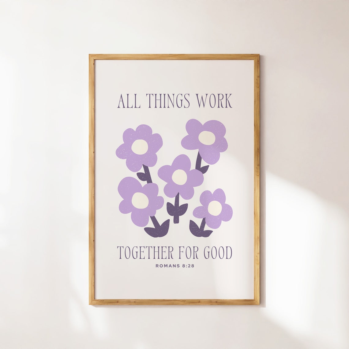 Romans 8:28 All Things Work Together for Good Lavender Floral Poster