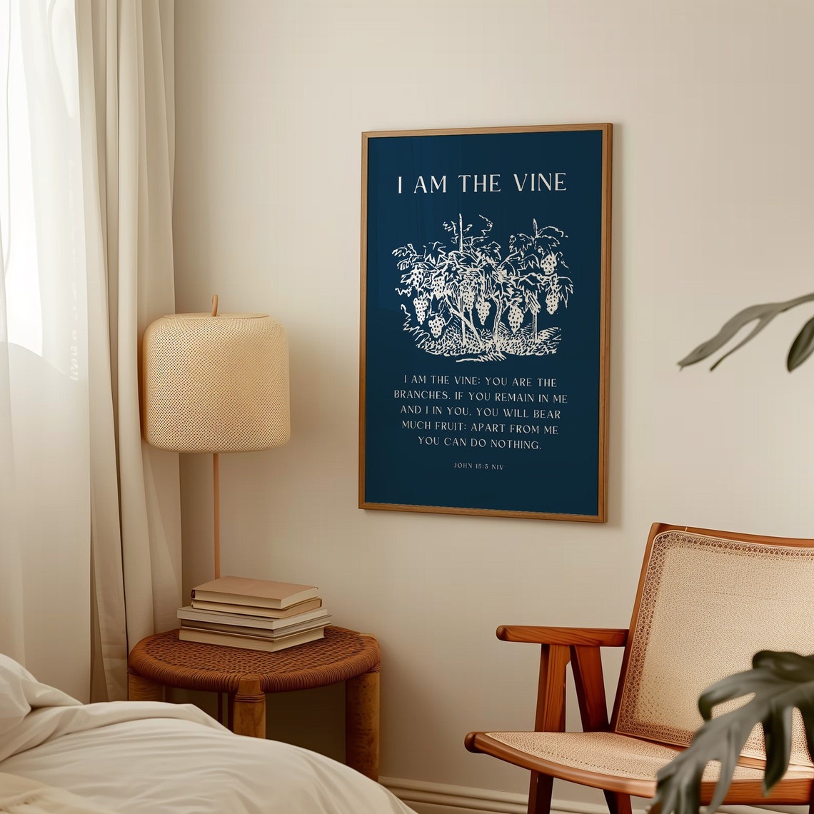 I Am the Vine John 15 Navy Vineyard Botanical Christian Poster - Image 4