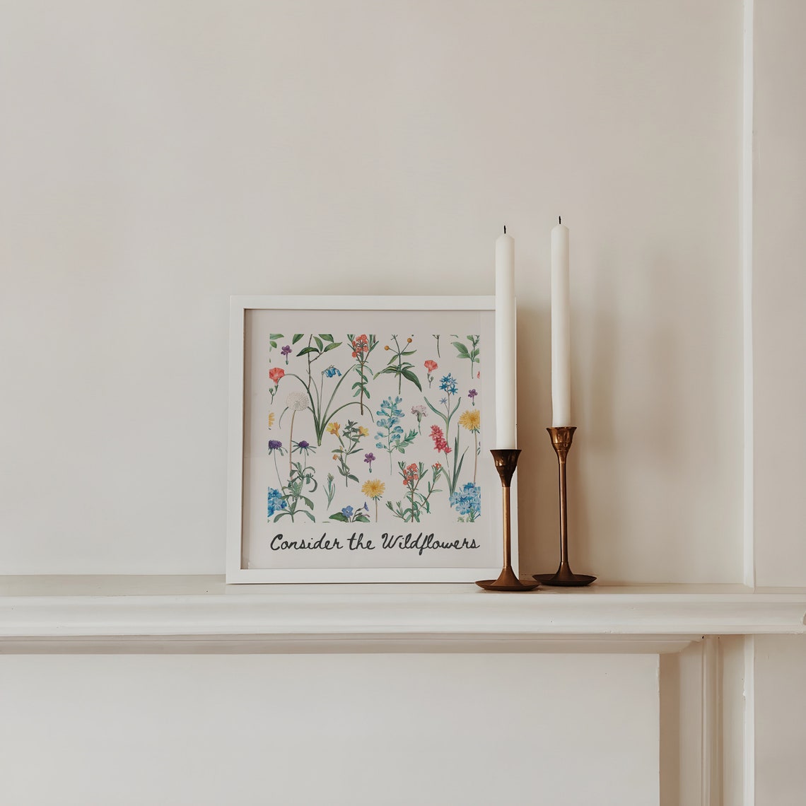 Consider The Wildflowers Square Print For Christian Home Wall Decor Art Colorful Floral Pattern Bible Verse Gift - Image 3