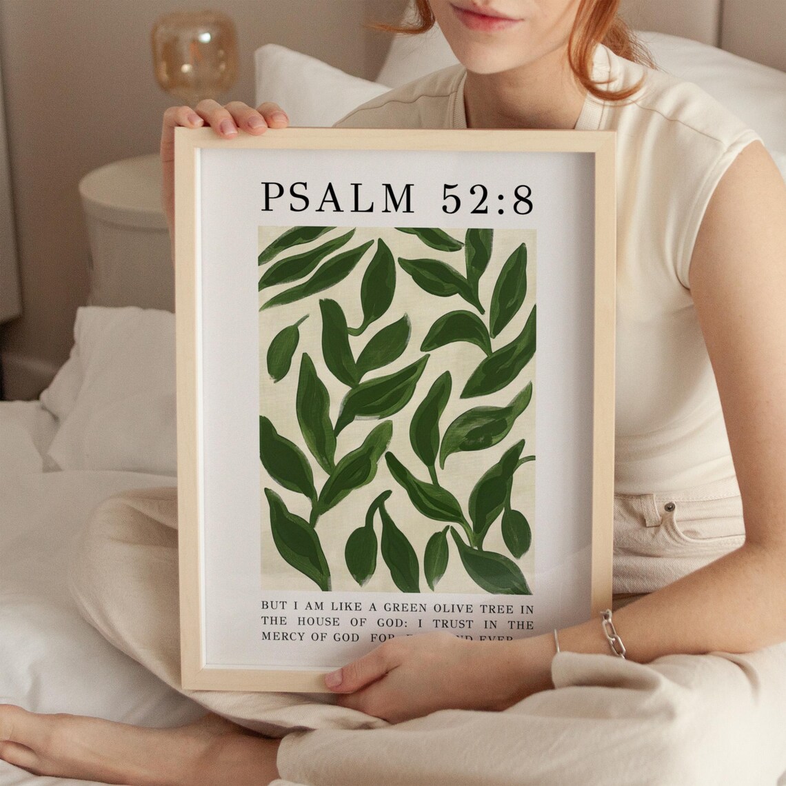 Psalm 52 8 Green Olive Tree Painting Floral Botanical Bible Verse Poster - Image 3