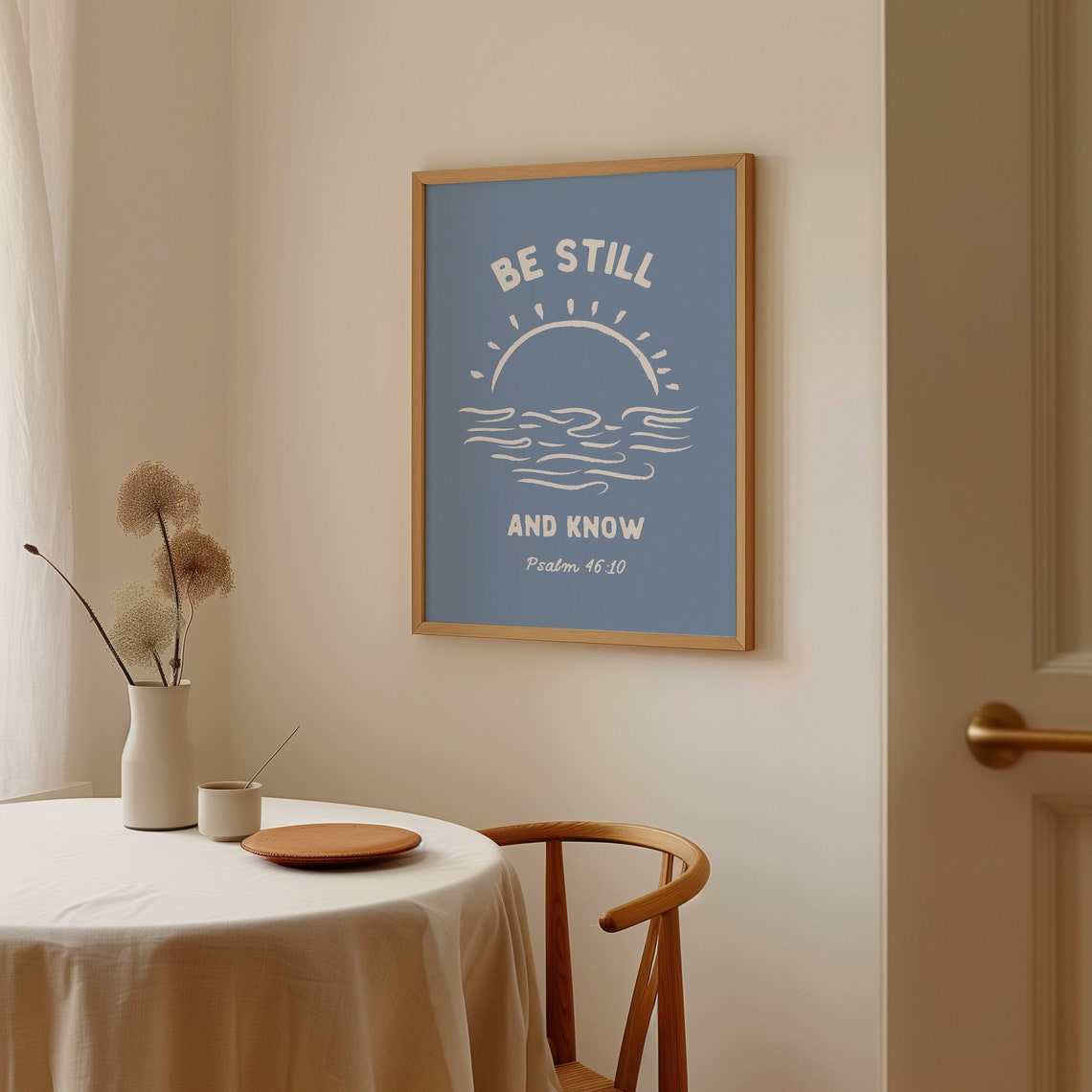 Be Still And Know Psalm 4610 Dusty Blue Minimalist Scripture Poster - Image 3