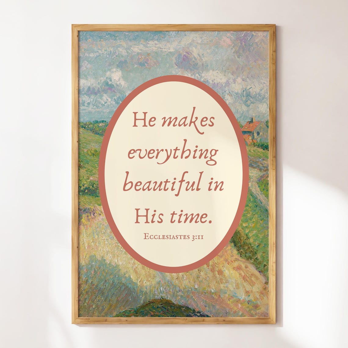 Ecclesiastes 3:11 Impressionist Cottage Landscape Scripture Poster