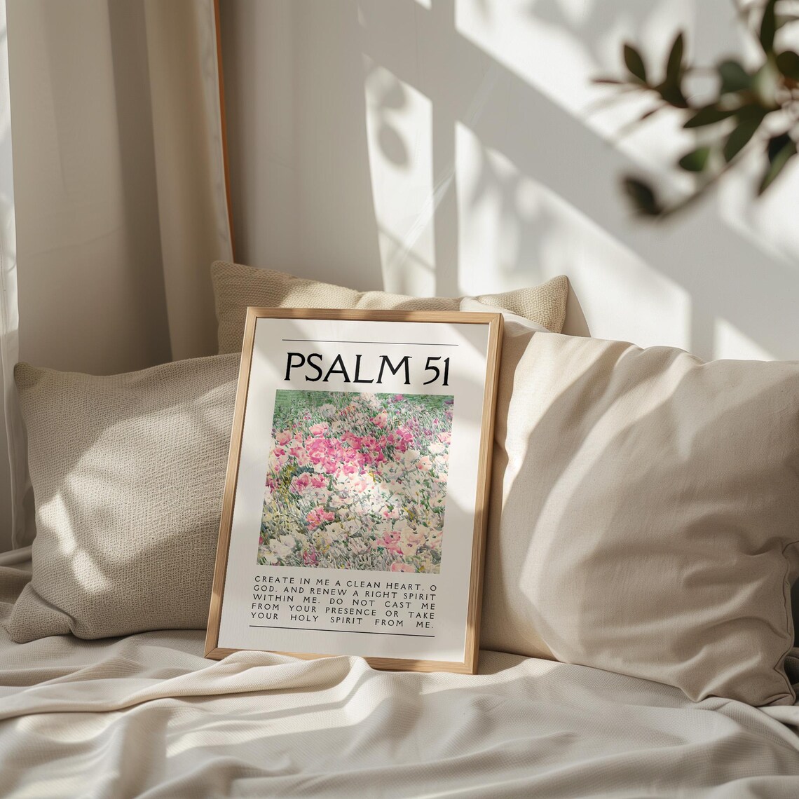 Psalm 51 Create In Me A Clean Heart Pink Wildflower Field Poster - Image 3