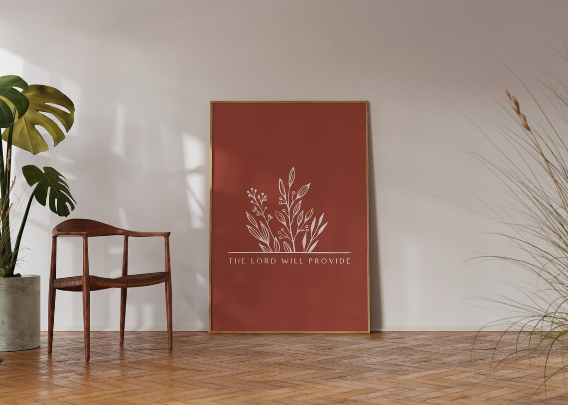 The Lord Will Provide Terracotta Botanical Line Art Christian Poster - Image 4