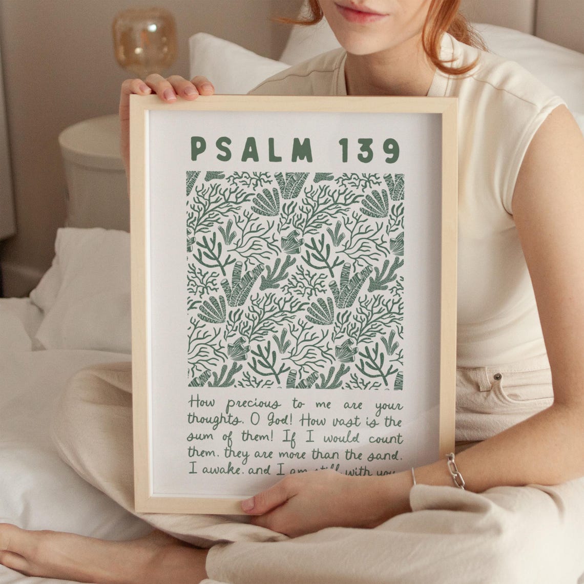 Psalm 139 Coral Reef Pattern Bible Verse Botanical Art Poster - Image 3