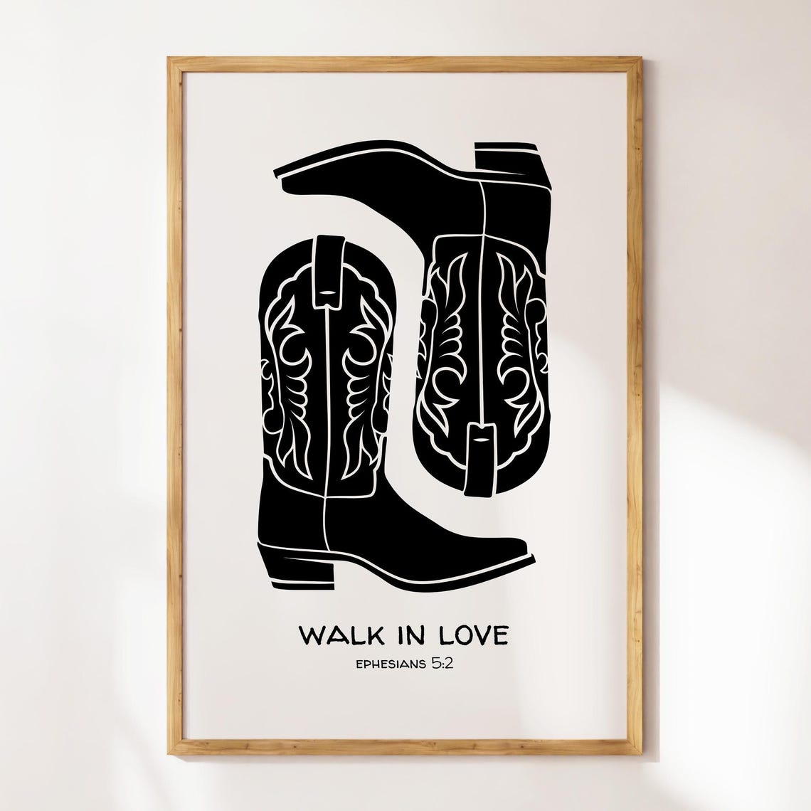 Walk In Love Ephesians 5 2 Black Cowboy Boots Western Christian Poster - Image 3