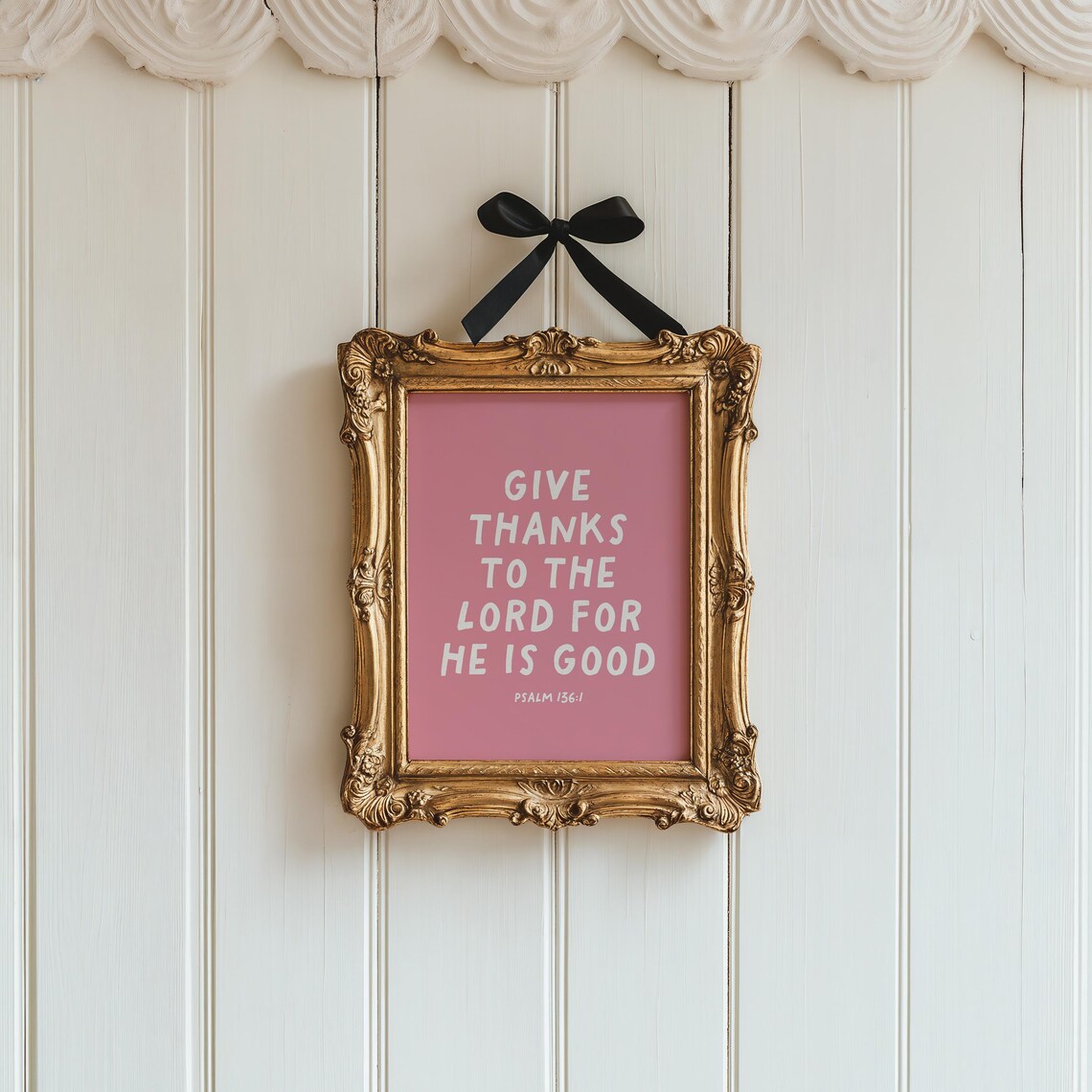 Give Thanks to the Lord for He Is Good Psalm 136:1 Pink Poster - Image 4