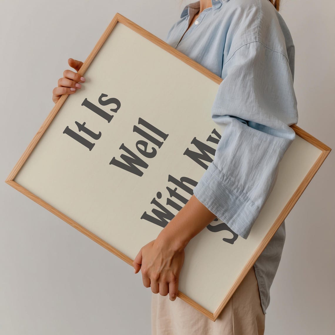 It Is Well With My Soul Bold Black Serif Typography Beige Poster - Image 4