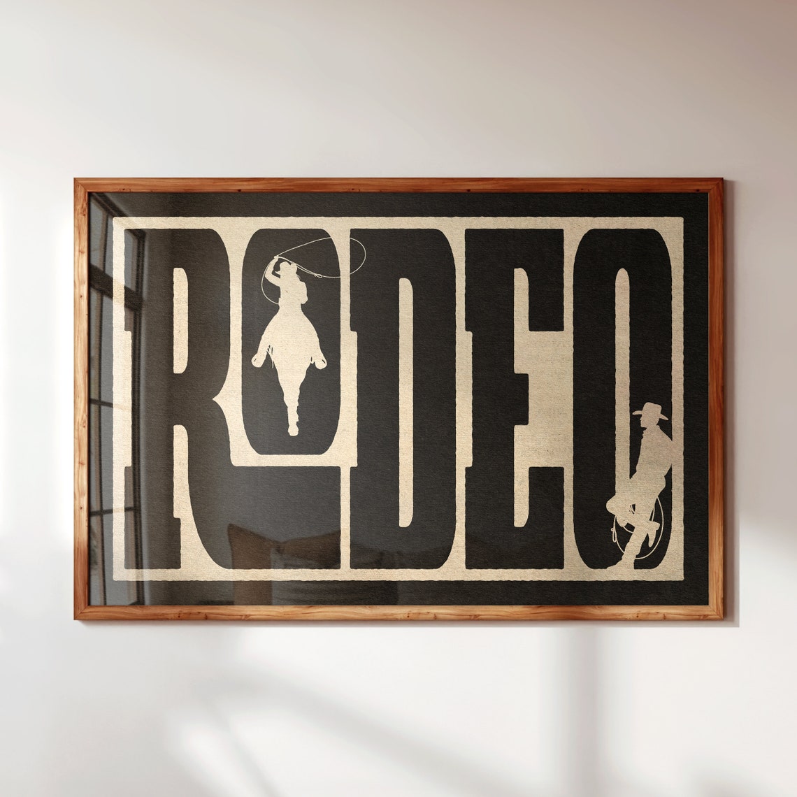 Rodeo Black Typography Cowboy Lasso Silhouette Western Wall Art - Image 2