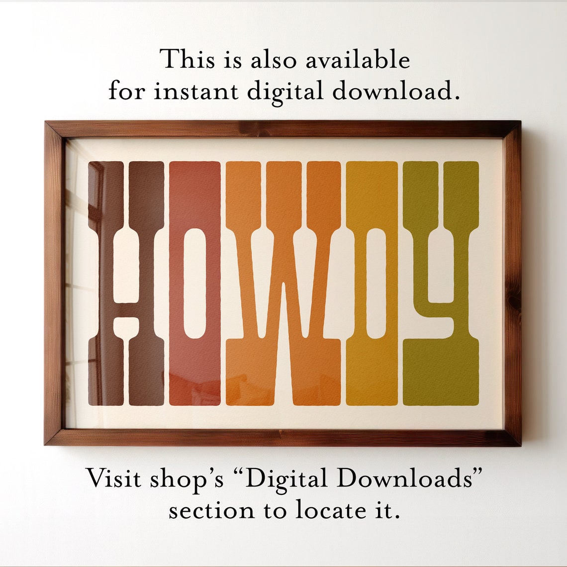 Multicolor Retro Howdy Typography Burnt Orange Rustic Poster - Image 4