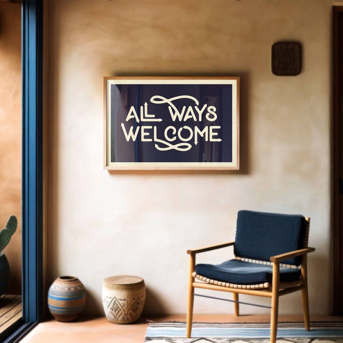Always Welcome Hand Lettered Script Black Farmhouse Wall Poster - Image 3