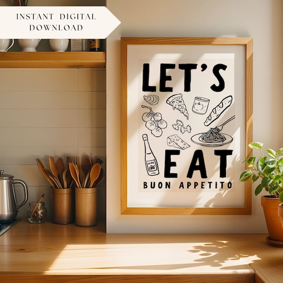 Italian Restaurant Poster, Kitchen Dining Decor