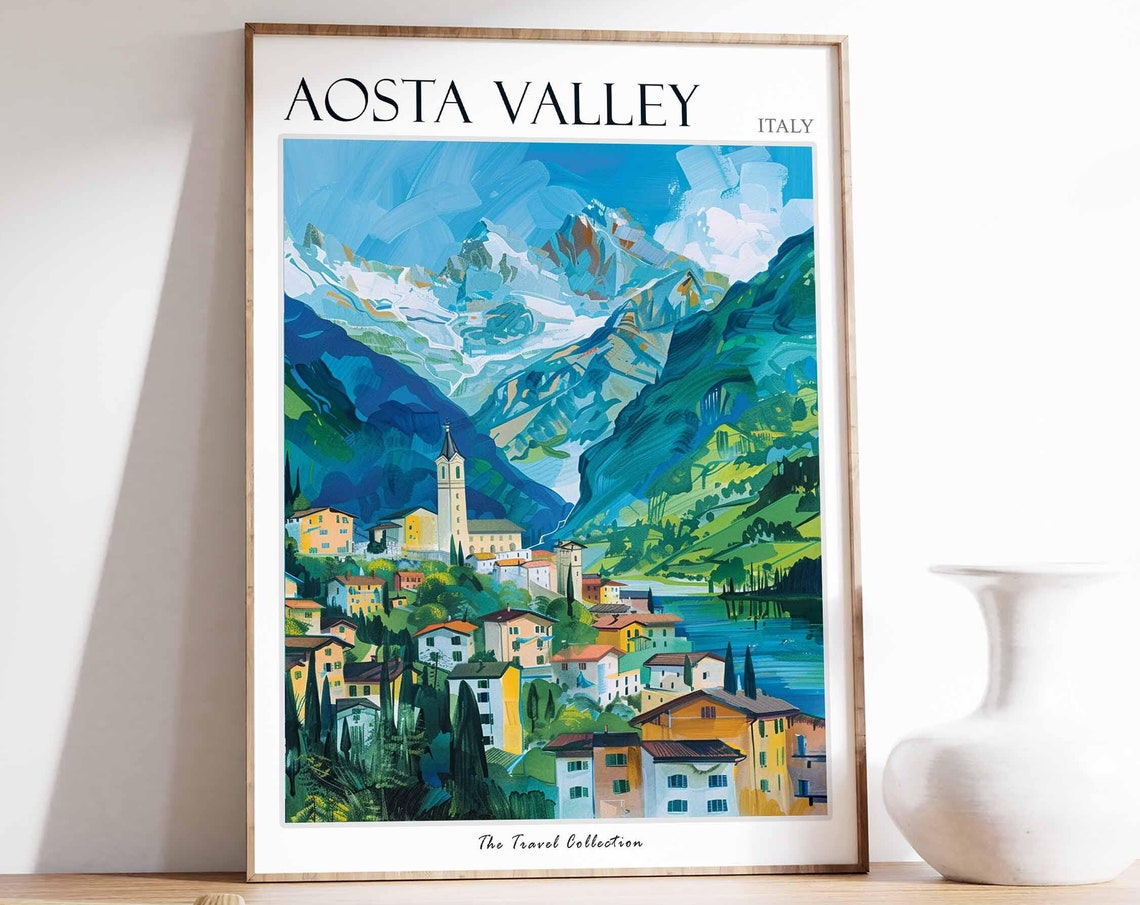 Aosta Valley Poster Aosta Valley Travel Print Italy Wall Art Italian Travel Print Italian Decor Aosta Valley Gift Italian Gift