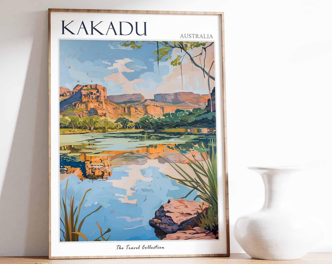 Kakadu Red Cliffs Billabong Reflection Australia Travel Poster