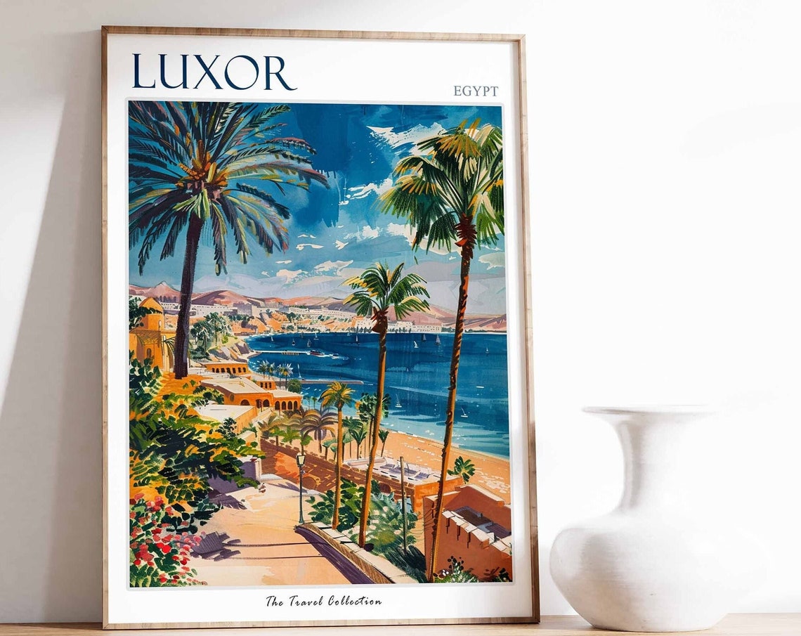 Luxor Poster Egypt Travel Print Egyptian Decor Africa Travel Poster African Wall Art City Print Luxor Gift Luxor Travel Poster