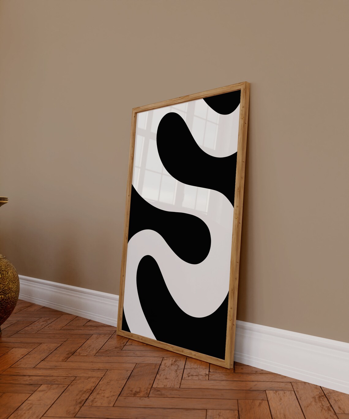 Black And White Wavy S Swirl Organic Bold Contrast Abstract Poster - Image 2