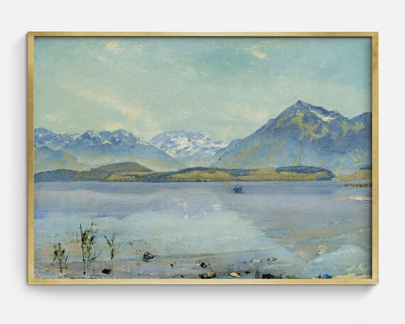Vintage Mountain Landscape Art Blue Mountainscape Art Mountain Home Decor