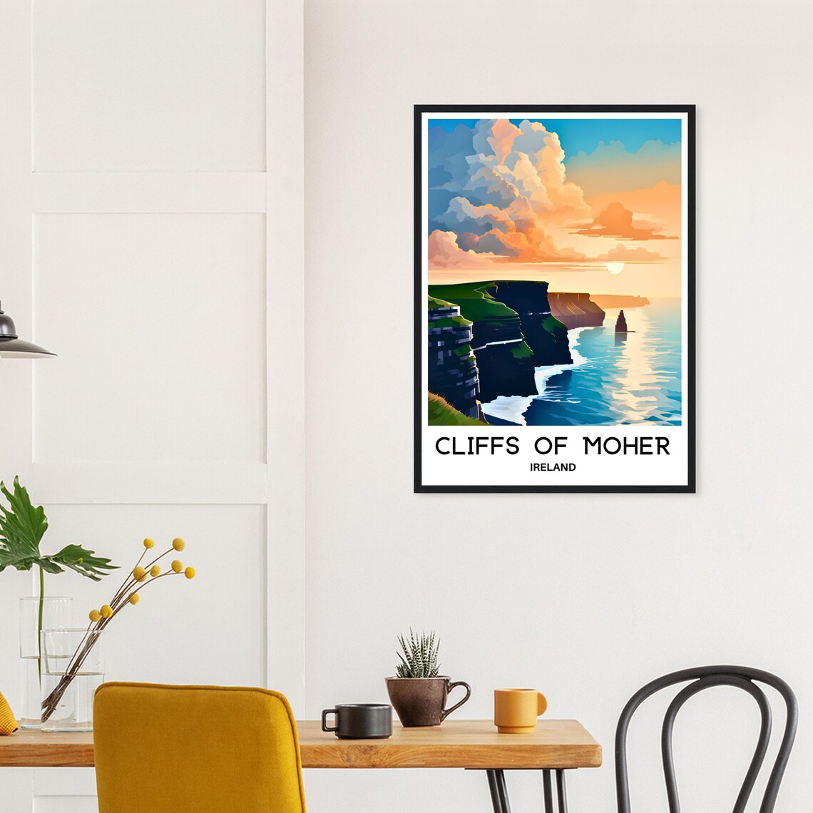 Cliffs of Moher Ireland Orange Sunset Calm Sea Scenic Travel Poster - Image 3