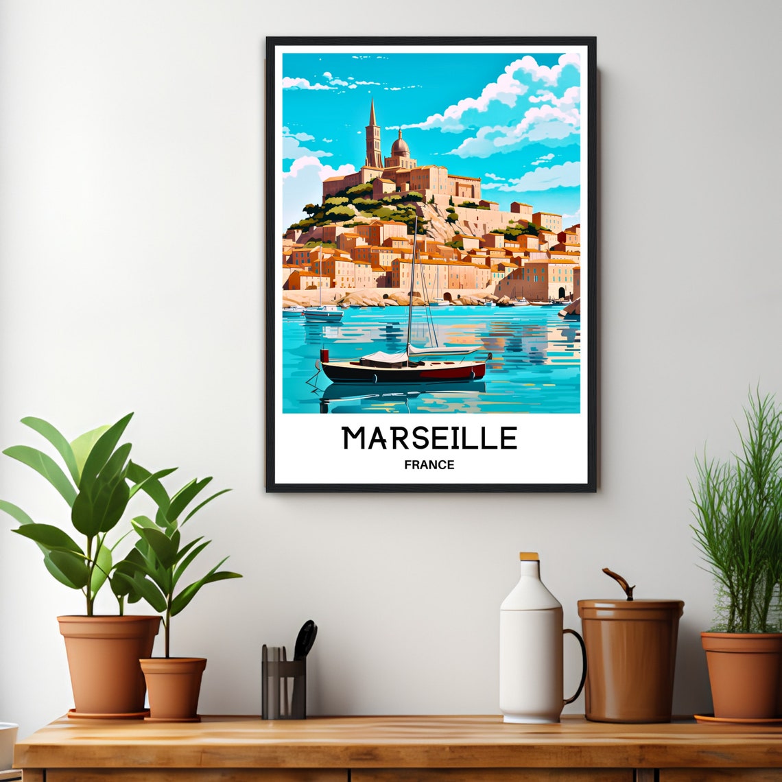 Marseille Travel Print Marseille Poster French Art Print France Lover Gift Wall Hanging Art Home Office Desk Decor Marseille Illustration - Image 3