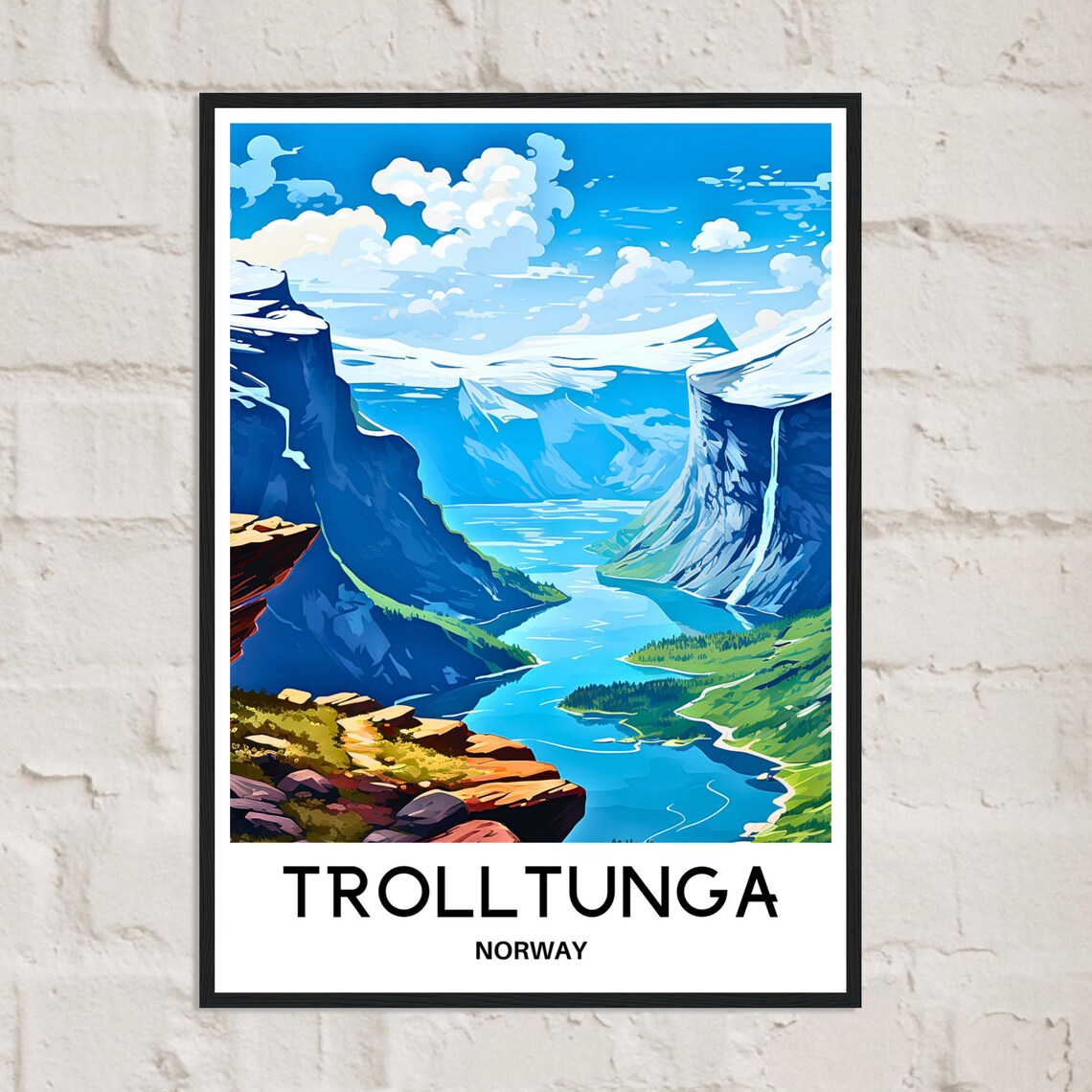 Trolltunga Norway Fjord Cliff Panorama Dramatic Travel Poster - Image 2
