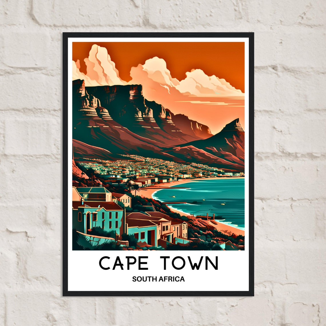 Cape Town South Africa Table Mountain Sunset Travel Scenic Poster - Image 2