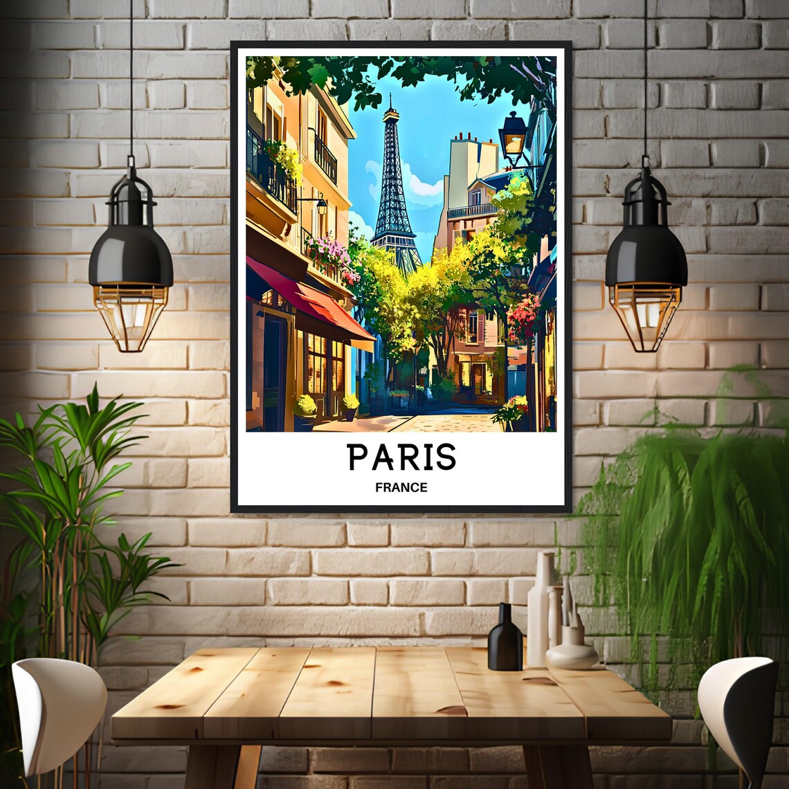 Paris France Eiffel Tower View From A Charming Old Street Poster - Image 3