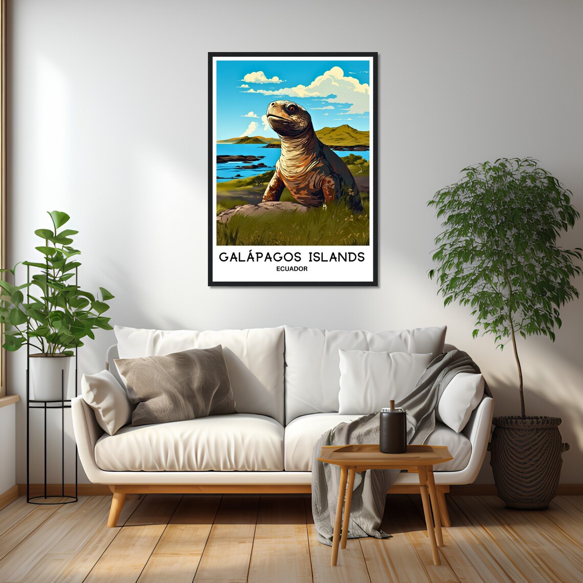 Galapagos Islands Ecuador Giant Tortoise Wildlife Travel Art Poster - Image 2