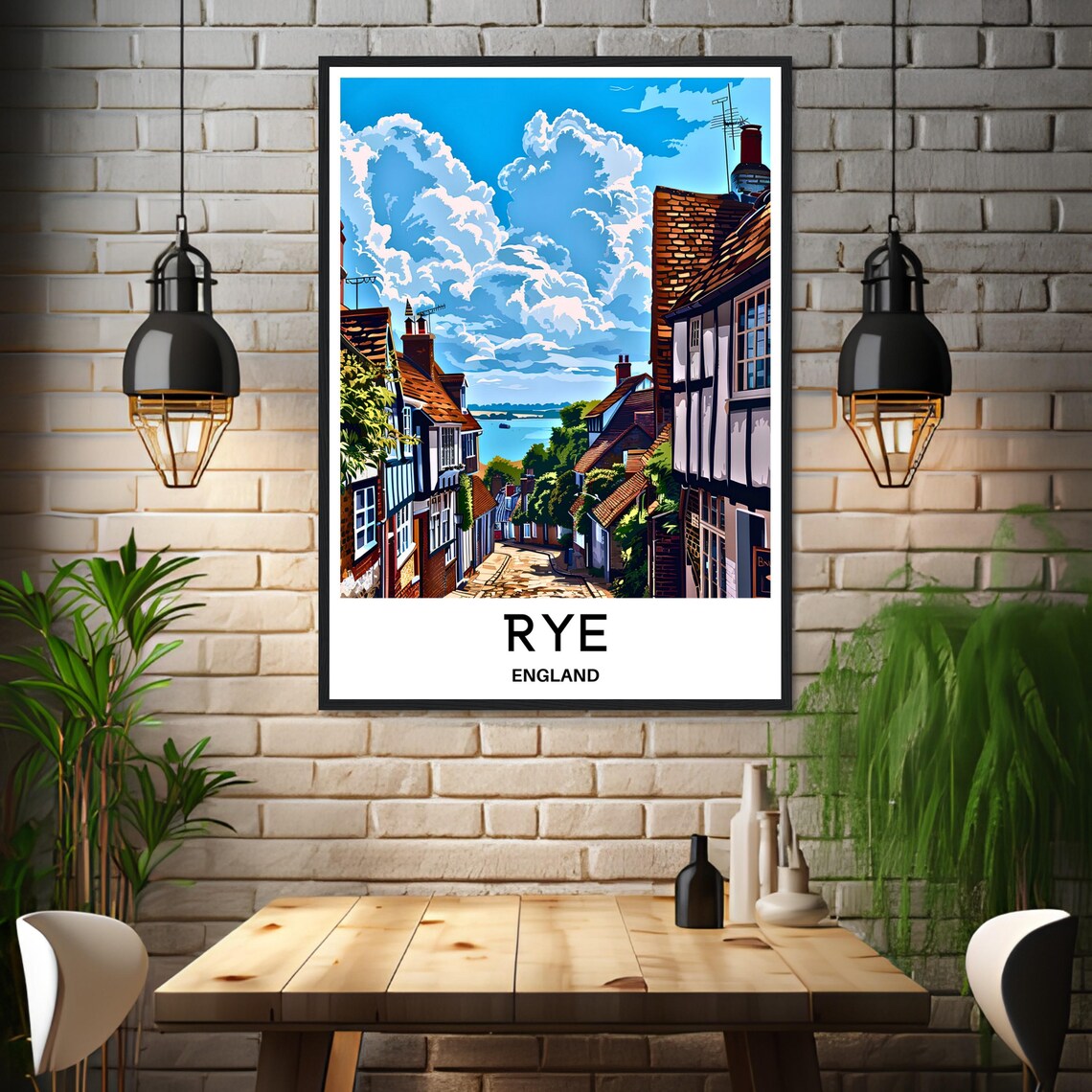 Rye England Historic Cobbled Mermaid Street Travel Decor Poster - Image 3