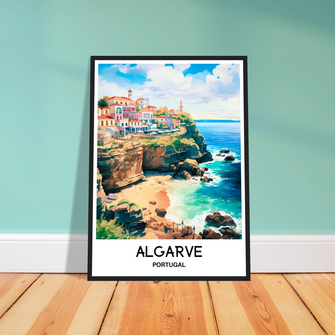 Algarve Watercolor Print Algarve Travel Poster Portuguese Art Print Portugal Lover Gift Algarve Watercolour Painting Illustration - Image 2