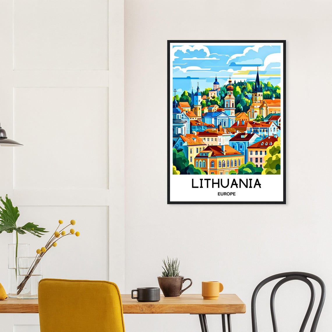 Lithuania Vilnius Old Town Colorful Baroque Summer Travel Poster - Image 3