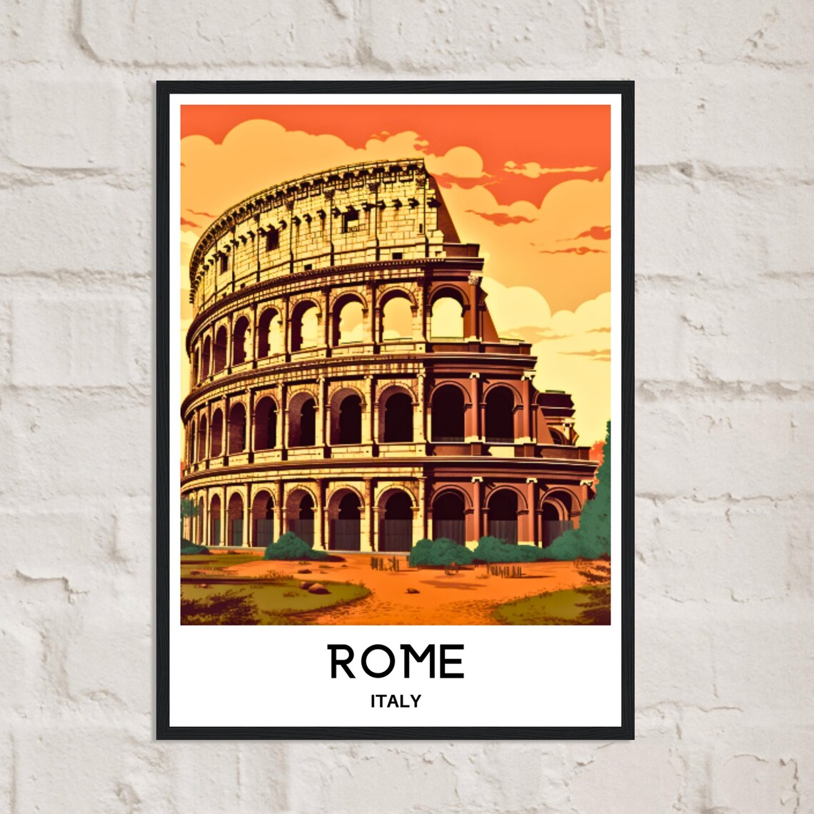 Rome Italy Colosseum Sunset Orange Sky Ancient Landmark Travel Poster - Image 3