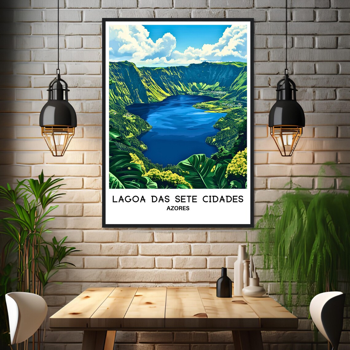 Lagoa Das Sete Cidades Azores Crater Lake Green Caldera Travel Poster - Image 3