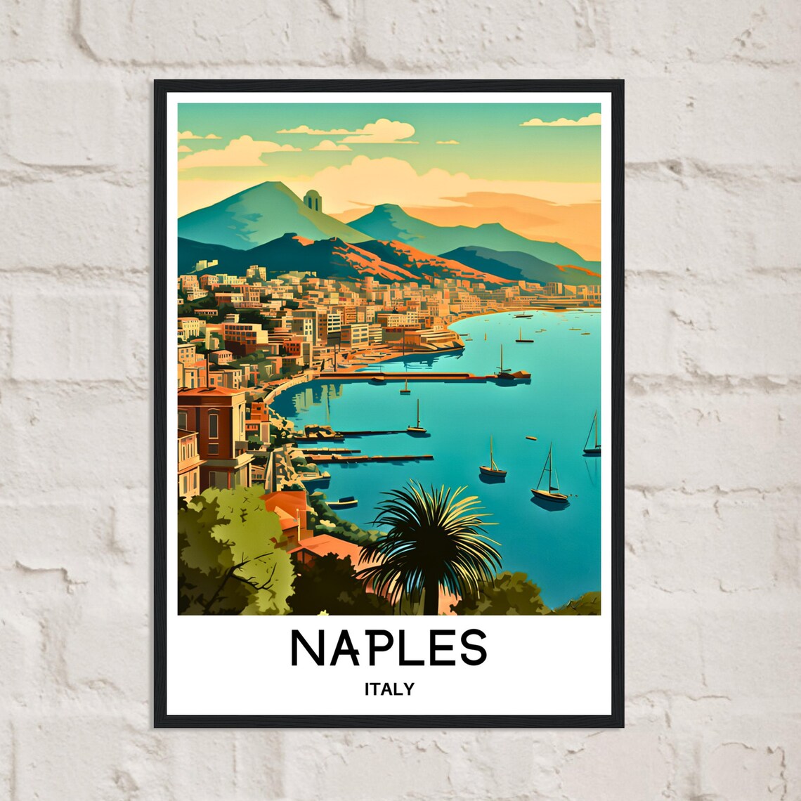 Naples Travel Poster Naples Travel Print Naples Italy Print Naples Art Print Naples Travel Gift Naples Wall Print Naples Lover Gift Italy - Image 3