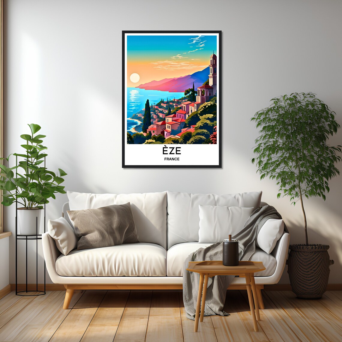 Eze France Hilltop Village Over the Mediterranean Coast Travel Poster - Image 3