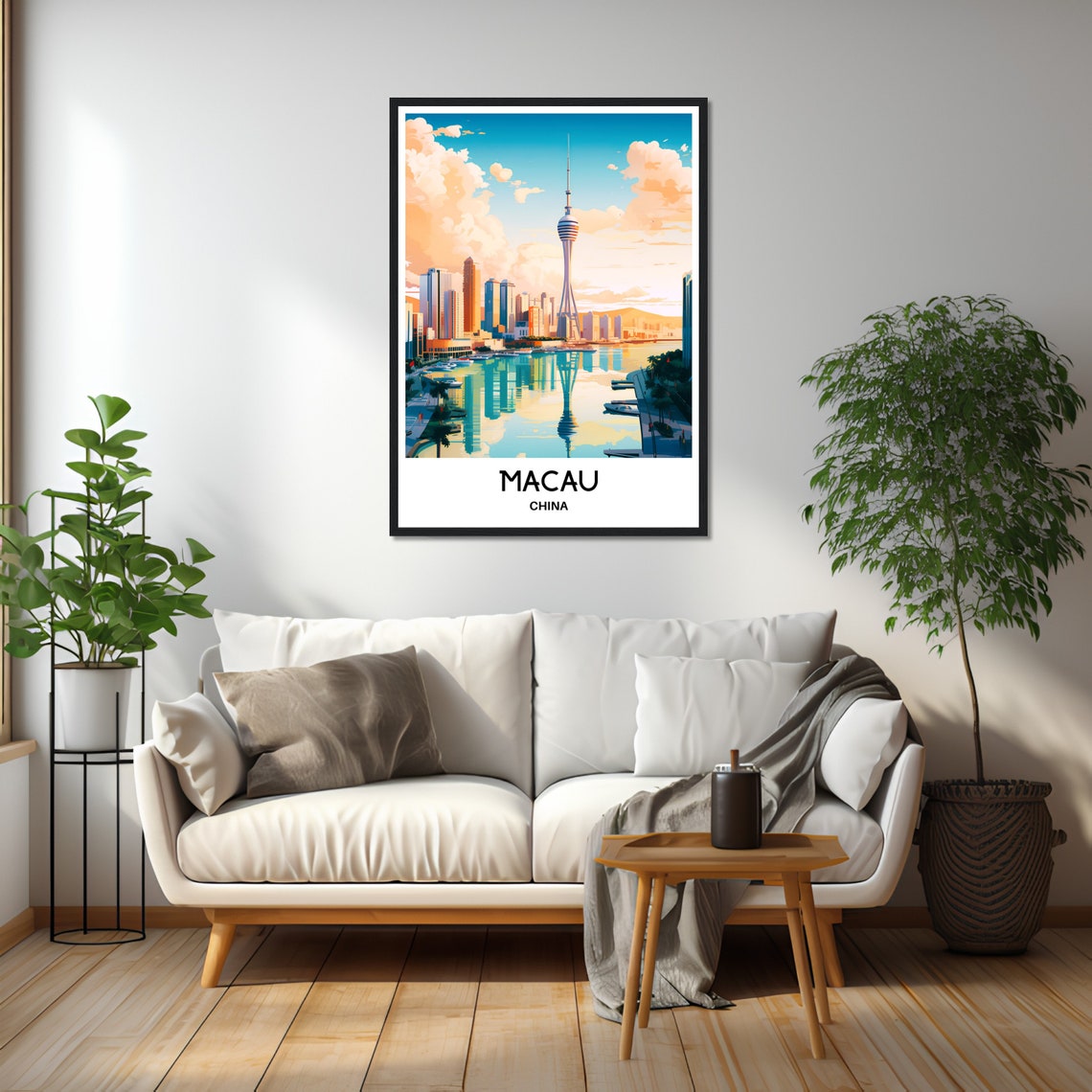 Macau China Tower Skyline Waterfront Reflection Travel Poster - Image 2