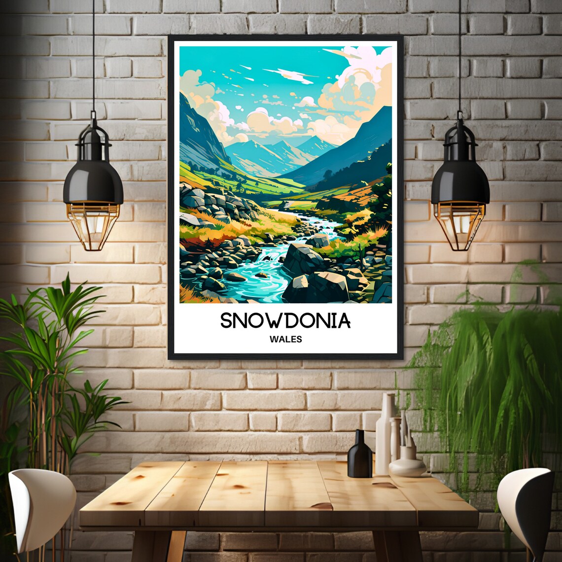 Snowdonia Wales Mountain Valley Wild Rocky Stream Travel Poster - Image 3