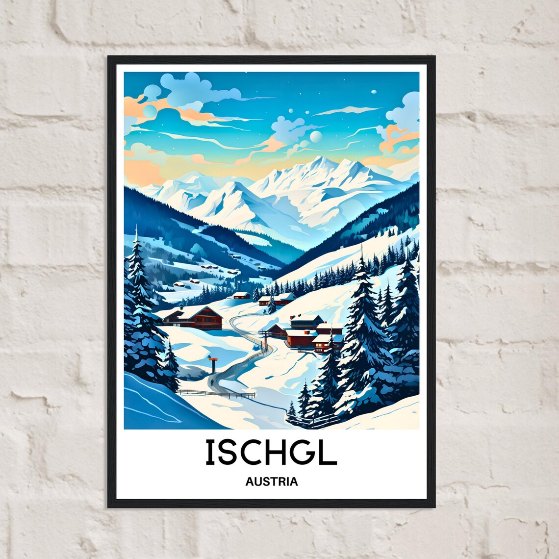 Beautiful Ischgl Austria Snowy Alpine Ski Village Mountain Poster - Image 2