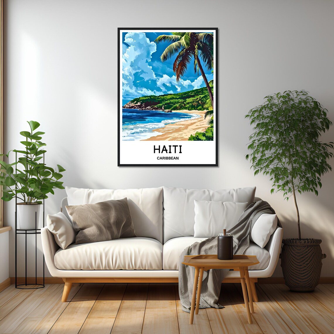 Haiti Caribbean Tropical Beach Palm Tree Coast Travel Poster - Image 2