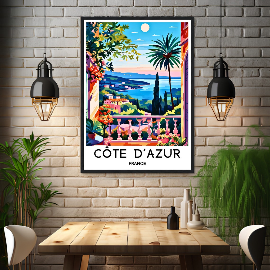 Cote Dazur Travel Print Cote Dazur Poster French Riviera Art Print France Lover Gift Wall Hanging Art Cote Dazur Illustration Home Decor - Image 3