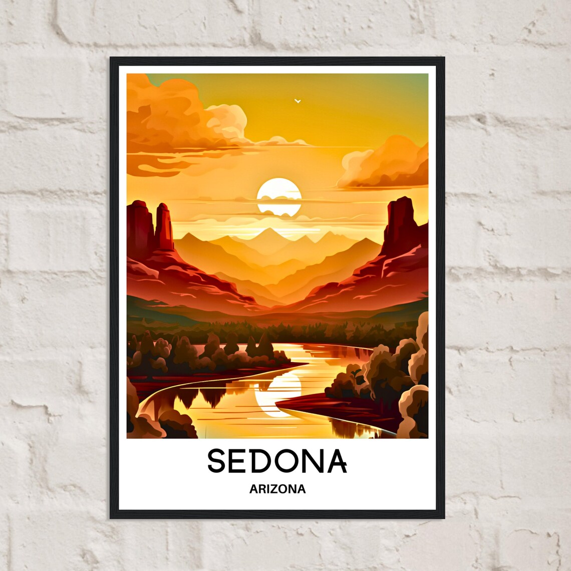 Sedona Arizona Golden Sunset Red Rocks River Canyon Travel Poster - Image 2