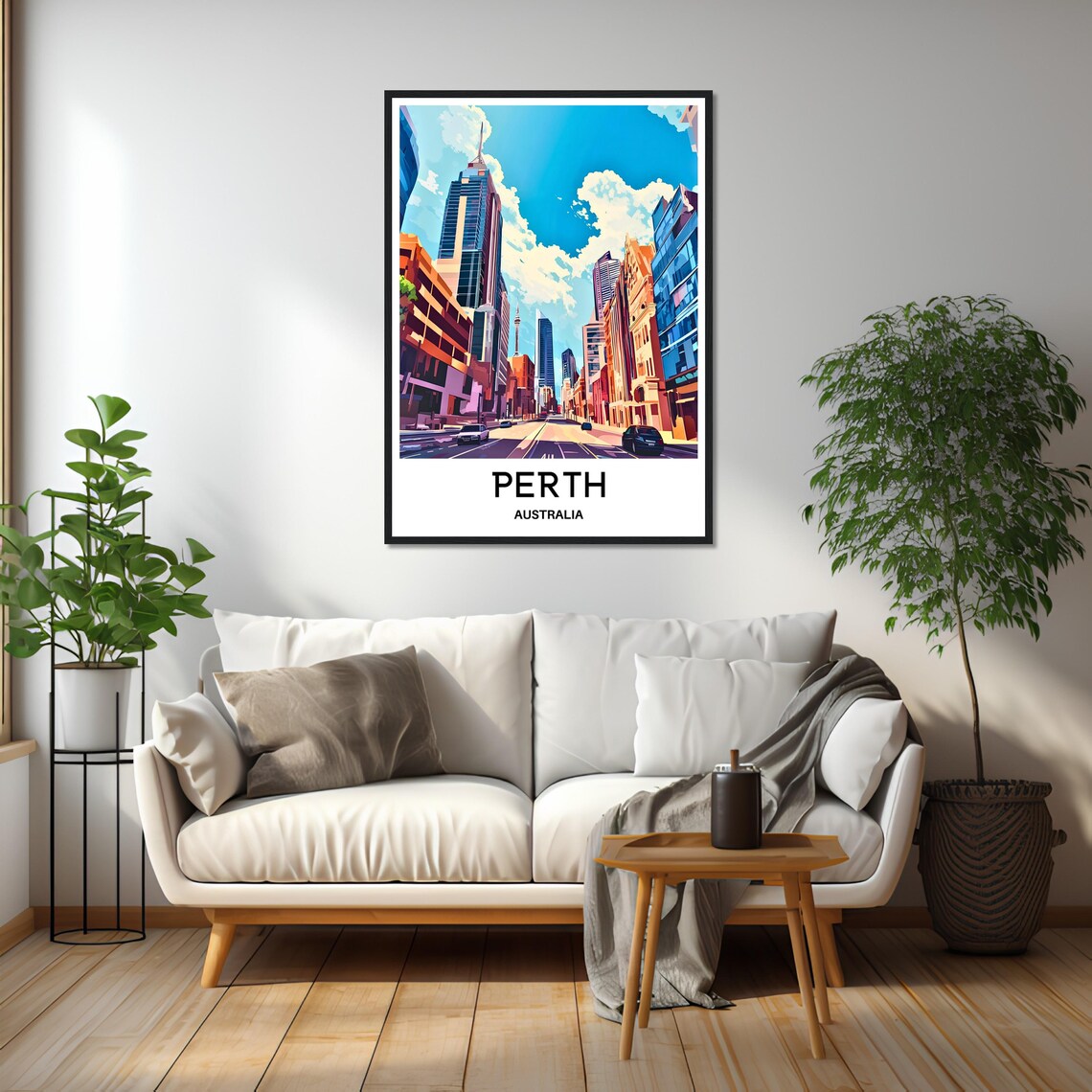Perth Australia Downtown Street Skyscrapers City Travel Poster - Image 2