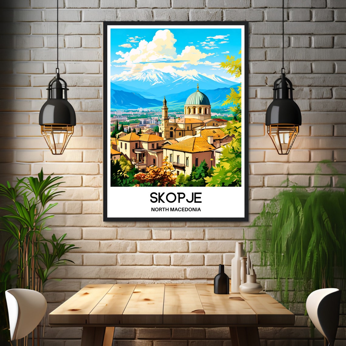 Skopje Travel Print Skopje Poster Macedonian Art Print North Macedonia Lover Gift Wall Hanging Art Home Decor Skopje City Illustration - Image 3