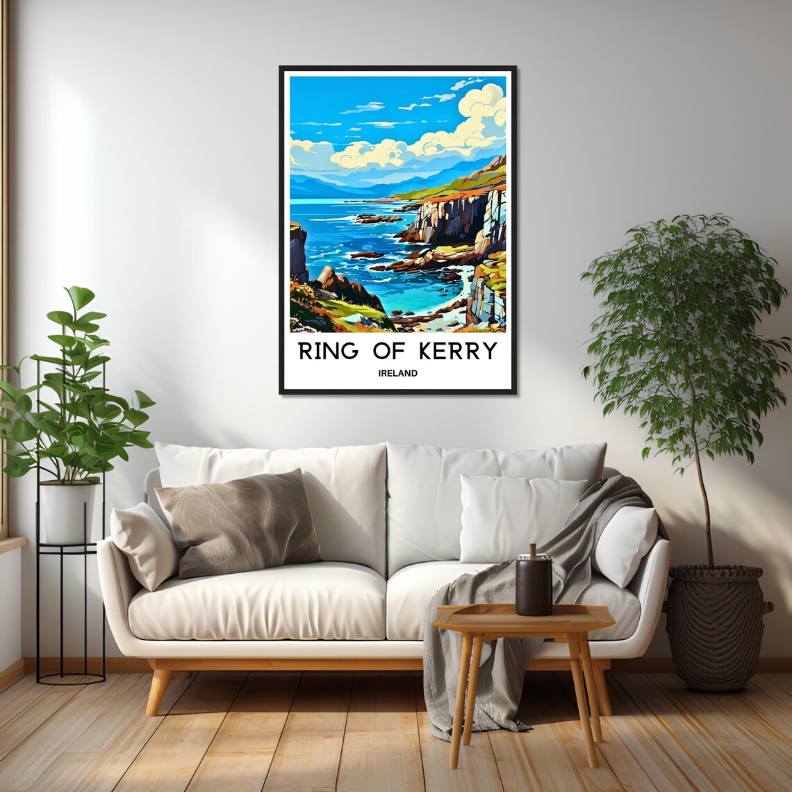 Ring of Kerry Ireland Coastal Cliffs Travel Illustration Poster - Image 2