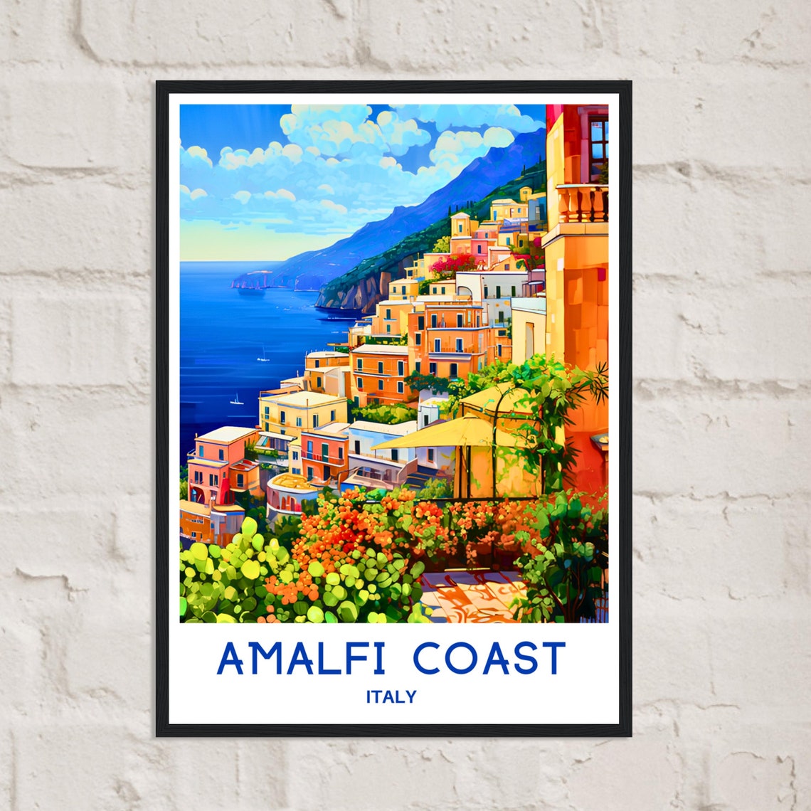 Amalfi Travel Poster Amalfi Travel Print Amalfi Coast Wall Art Amalfi Coast Gift Amalfi Coast Italy Wall Decor Italy Painting Artwork - Image 2