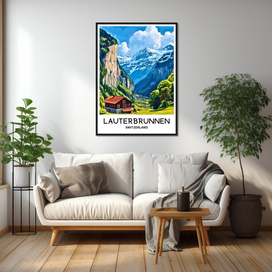 Lauterbrunnen Travel Print Lauterbrunnen Poster Swiss Art Print Switzerland Lover Gift Wall Hanging Home Decor Lauterbrunnen Illustration - Image 2